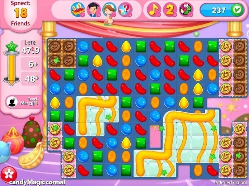 Candy Magic Delight community features showing friends list and gift exchange options